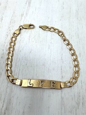 14K solid yellow gold vintage ID bracelet, 9.7g
